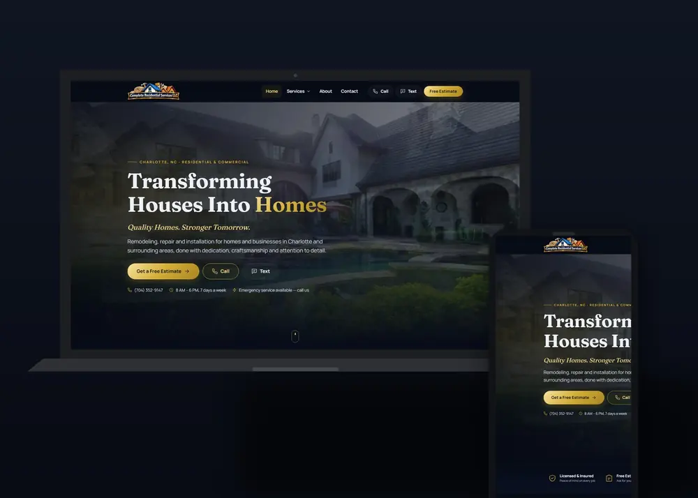 Custom Website â€” desktop and mobile preview