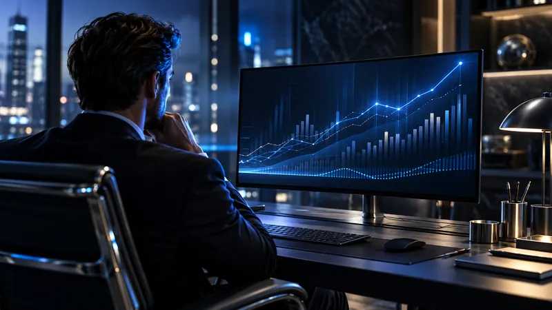 A business owner reviewing a digital dashboard to plan online growth